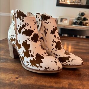 Cow Print Heeled Boots